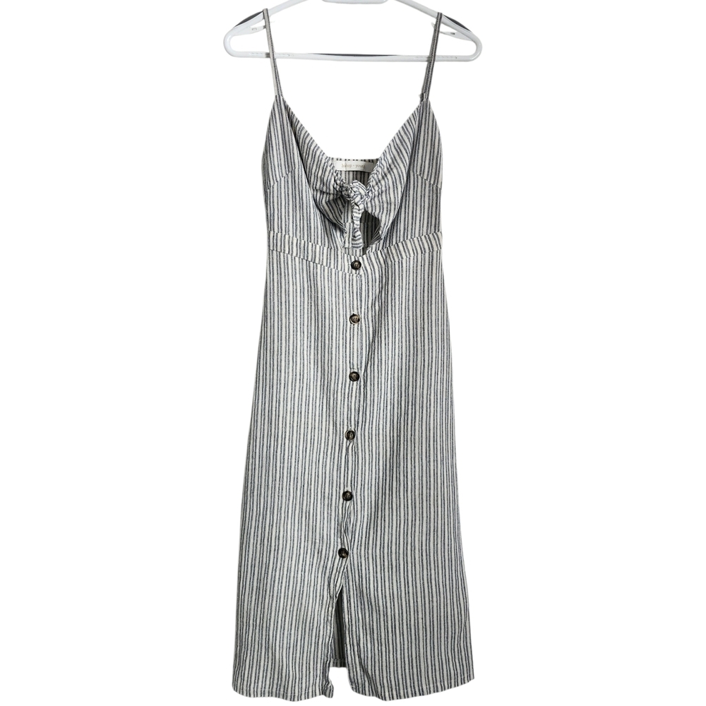 bishop + young Black and White Striped Midi Dress